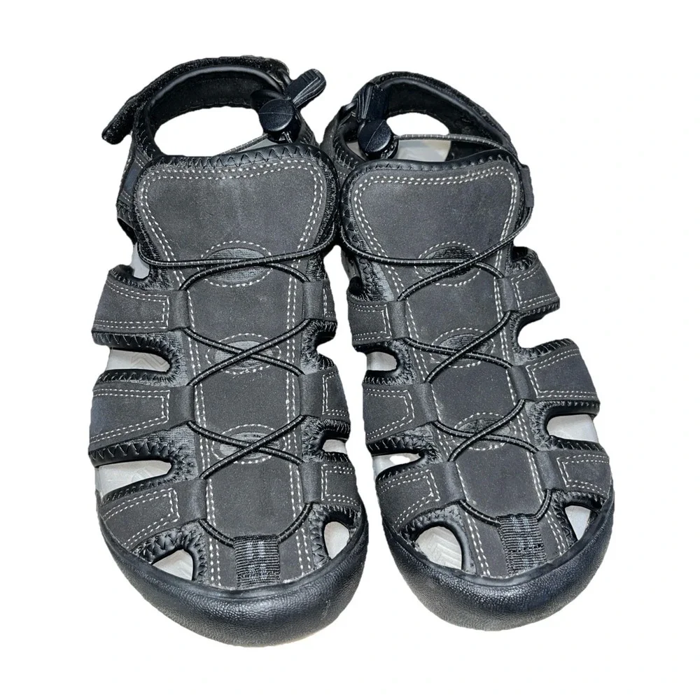 Khombu Travis Waterproof Fisherman Sandals Mens Size 8 M Black Hiking‎ Camping